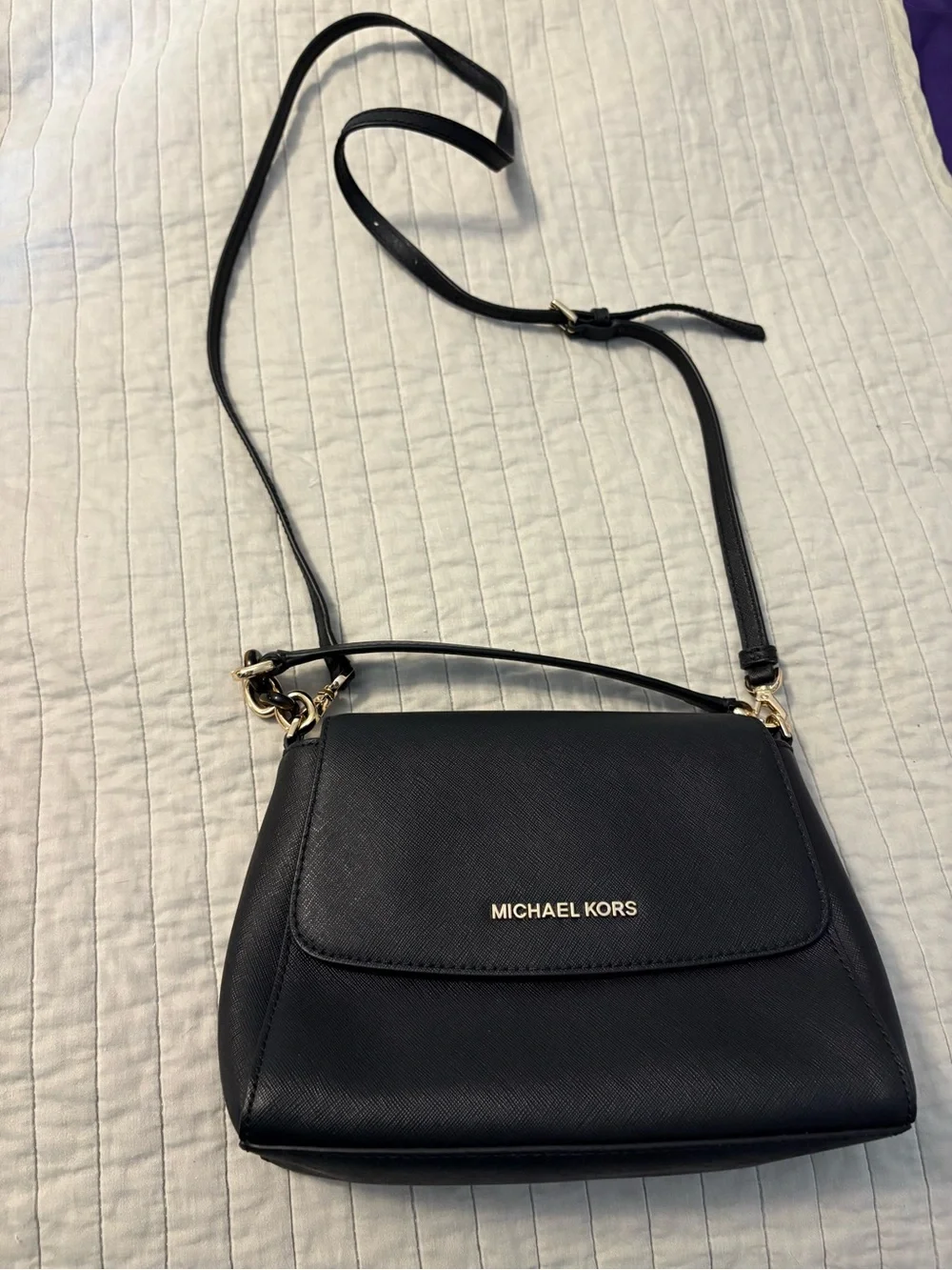 Michael Kors Black Crossbody with Gold Hardware